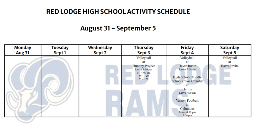 Week 2 Activity Schedule