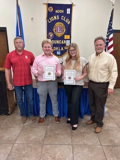 October Lions Club Students of the Month