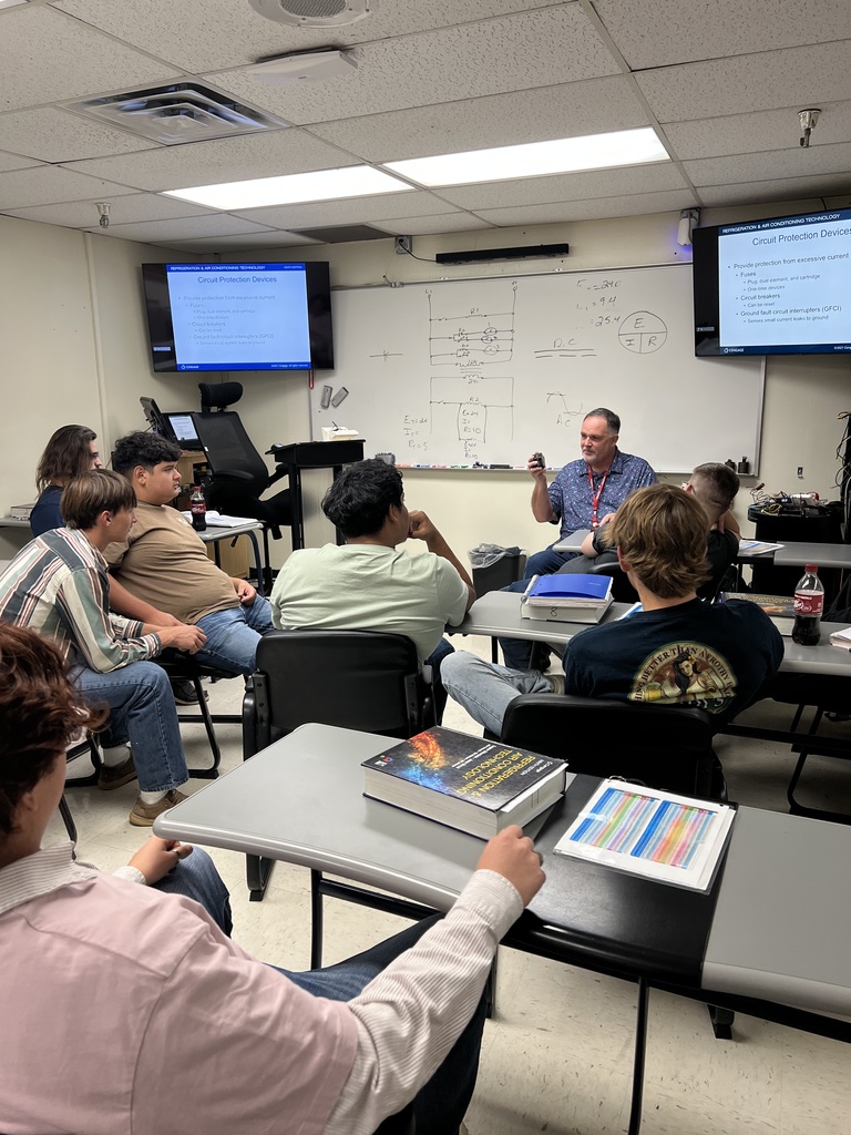 HVAC Students learning about circuit breakers
