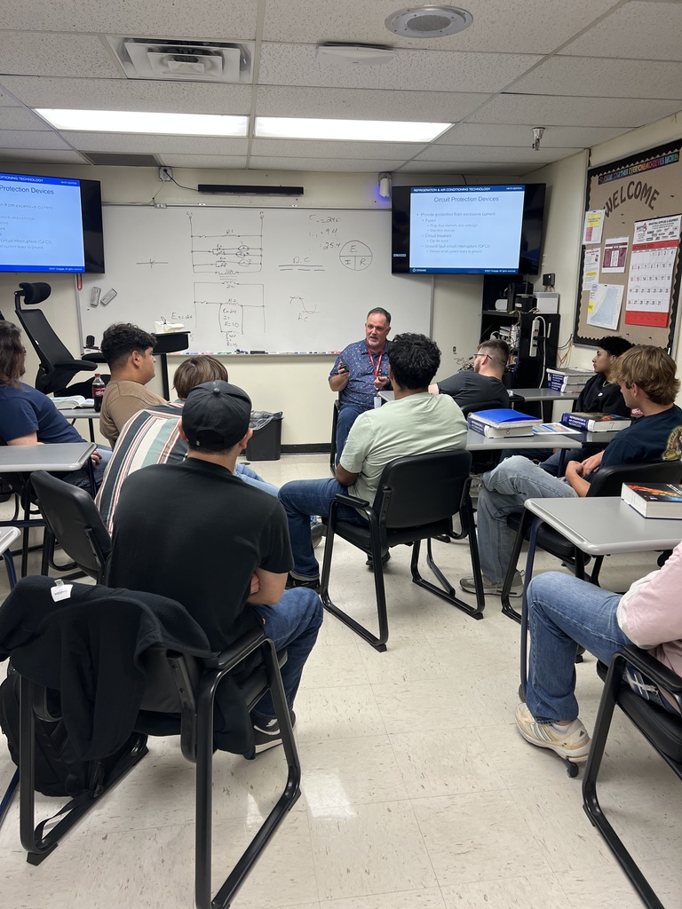 HVAC Students learning about circuit breakers
