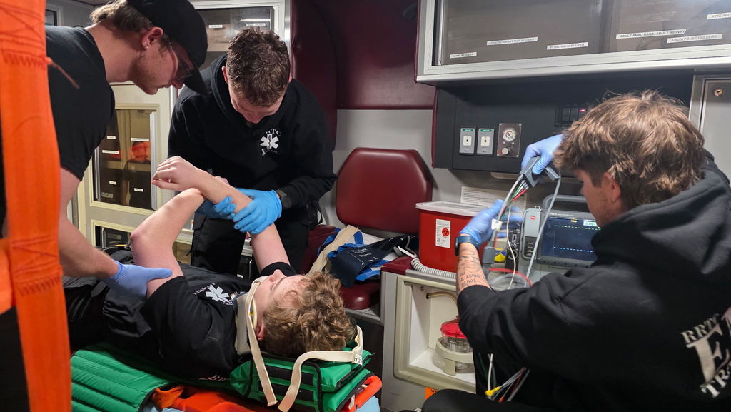 EMS Students Patient Packaging,  Extraction, and Backboarding