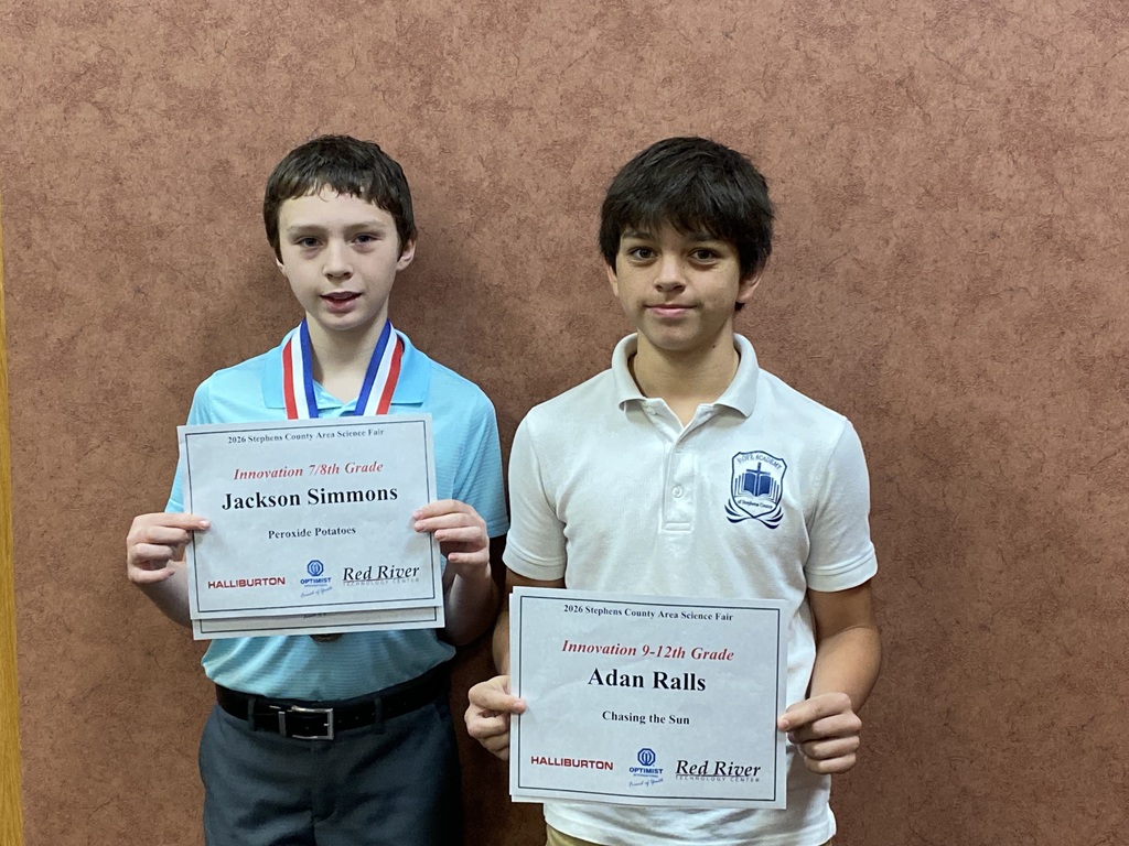 2026 Stephens County  Area Science  Fair Special Awards