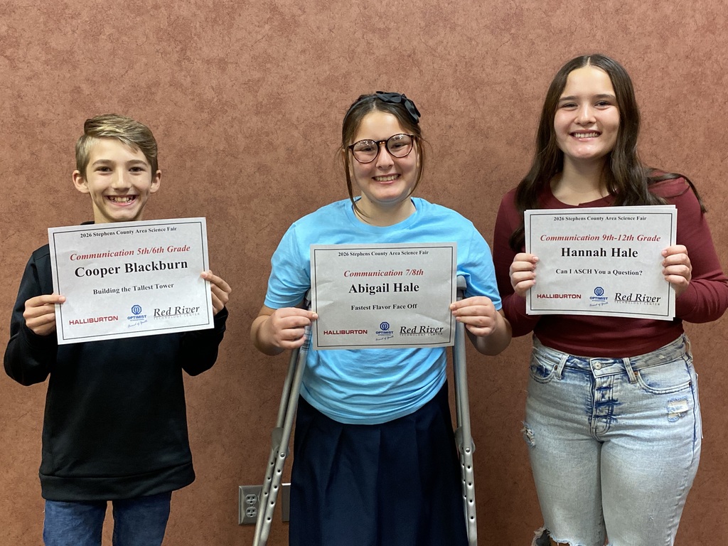 2026 Stephens County  Area Science  Fair Special Awards