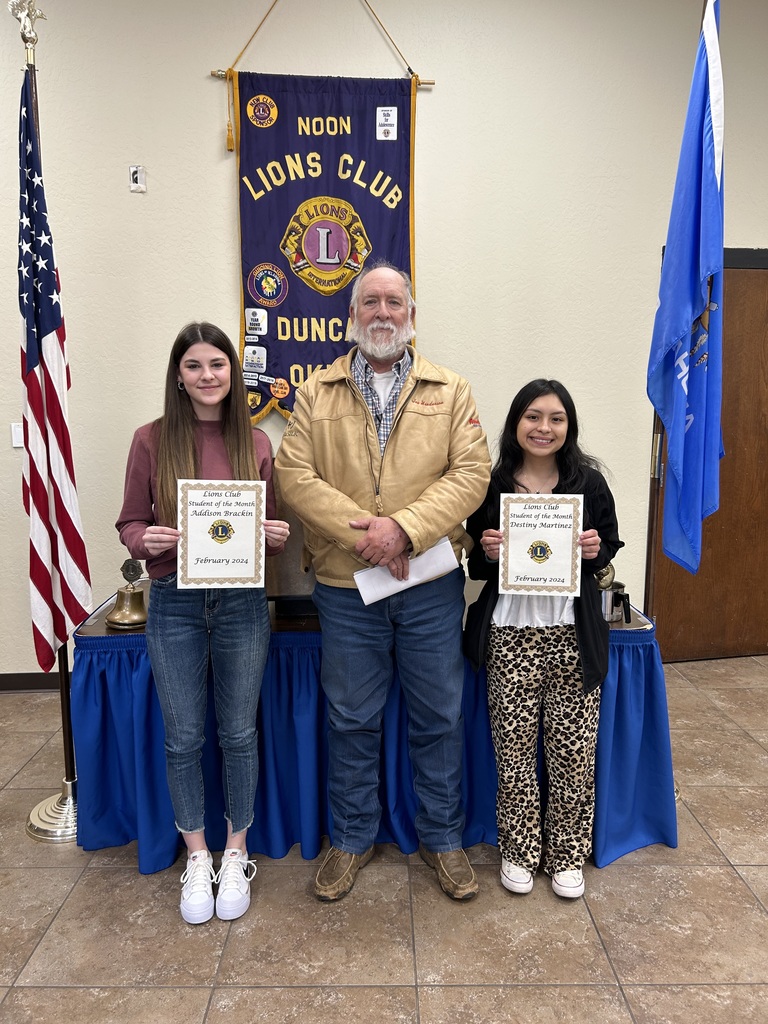 February Lions Club Students of the Month