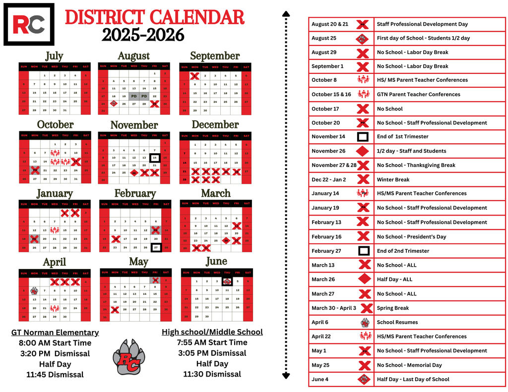 RCAPS District Calendar