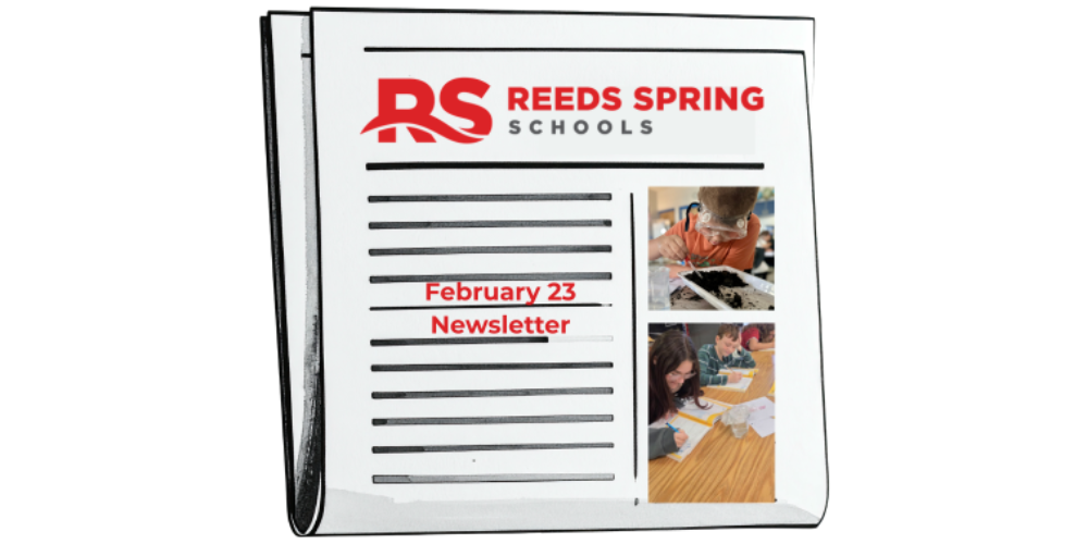 newspaper with RS Reeds Spring schools at the top and 2 photos of students on the right side