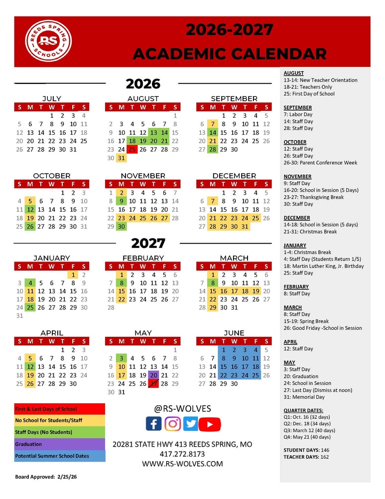 calendar of 2026 and 2027