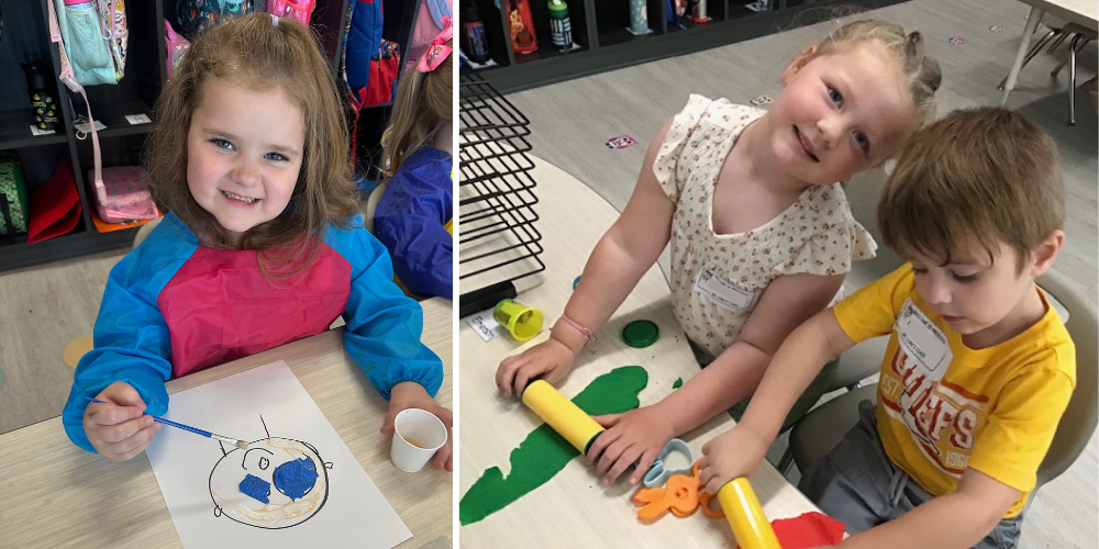 preschool students working on crafts