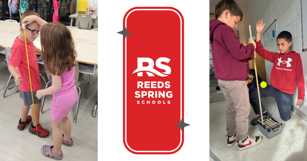 students measuring with yardstick and tape measure