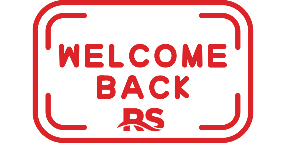 red rectangle with words Welcome Back