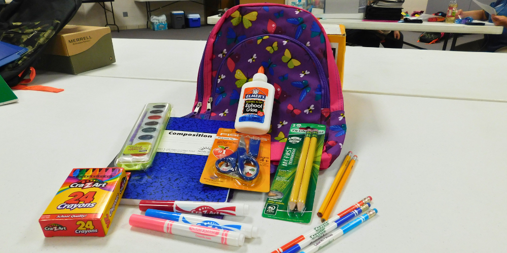 backpack and school supplies