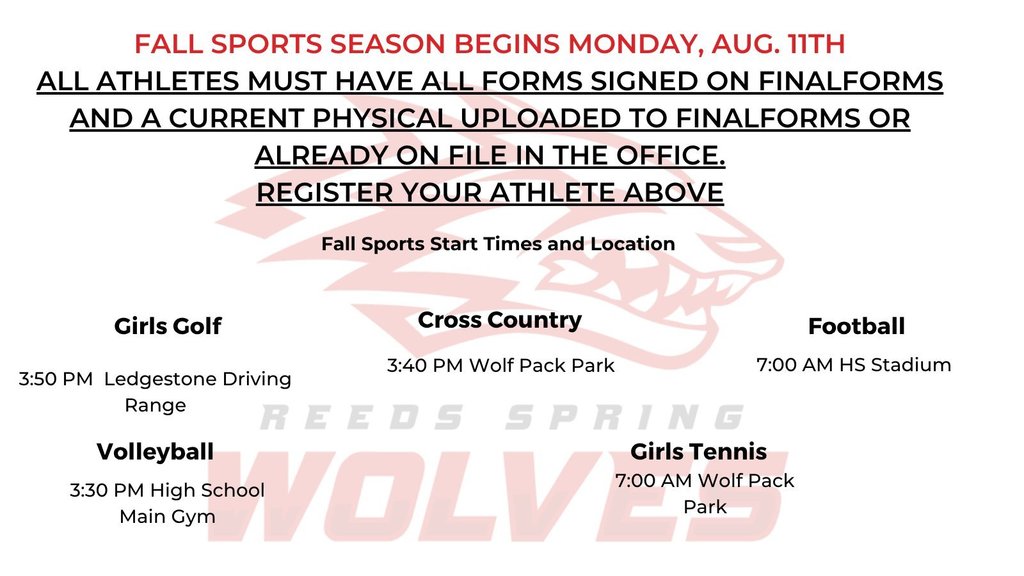 fall sports calendar