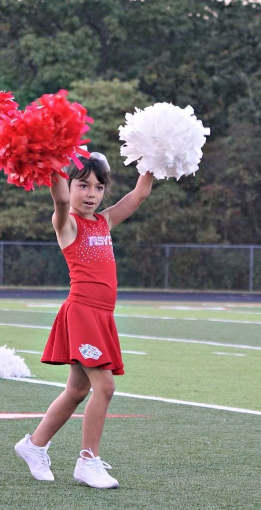 one girl cheering