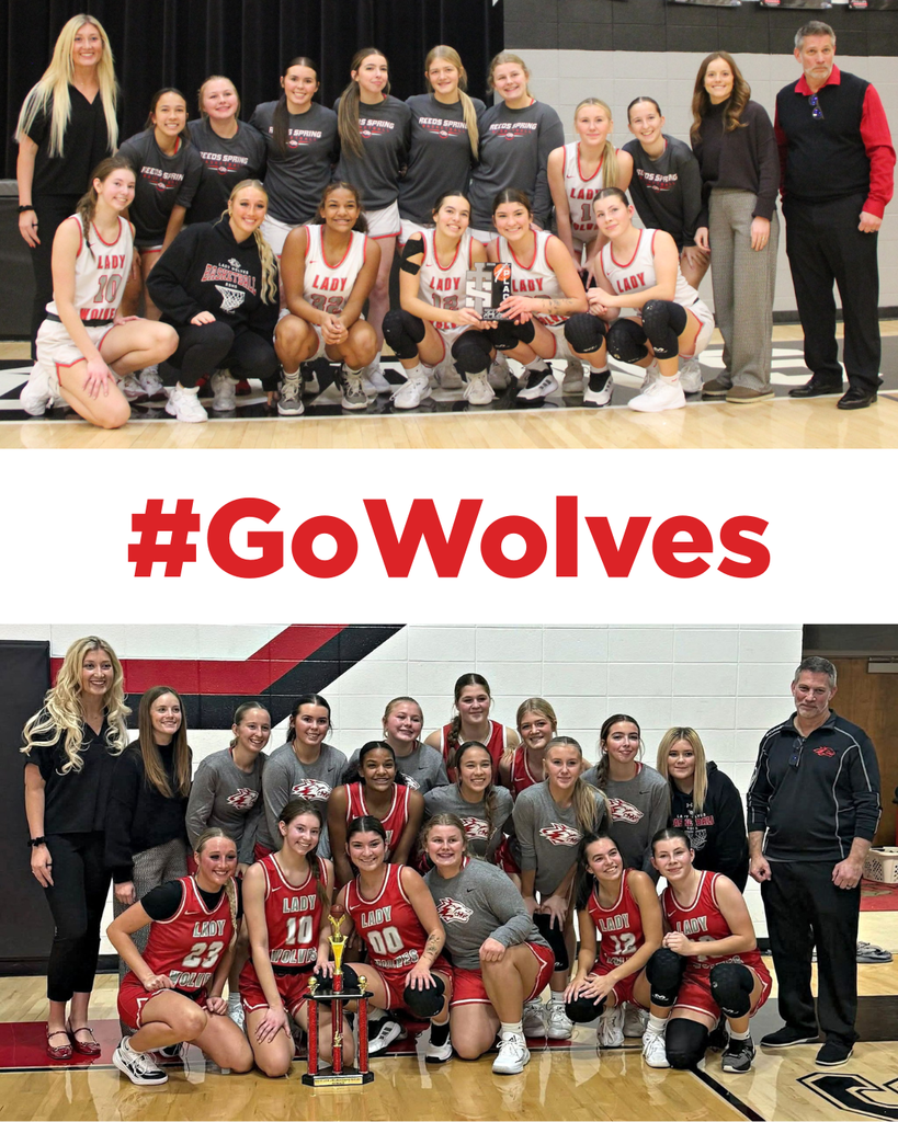 two team photos with trophies and the words Go Wolves
