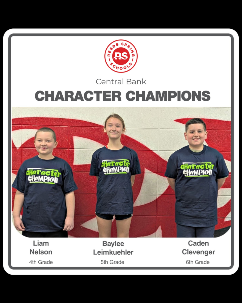3 students wearing matching blue Character Champion t shirts