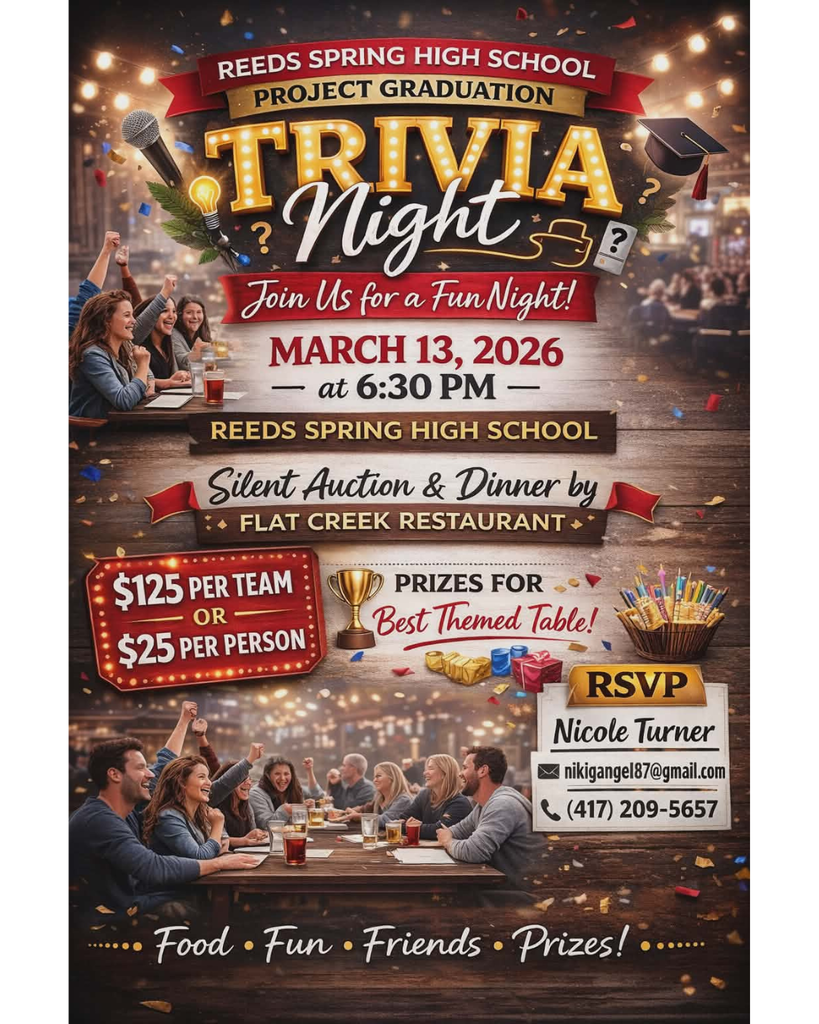 trivia night March 13 Reeds Spring High School