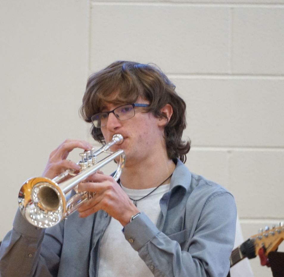 student playing trumpet