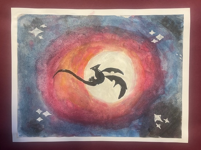 student drawing of dragon