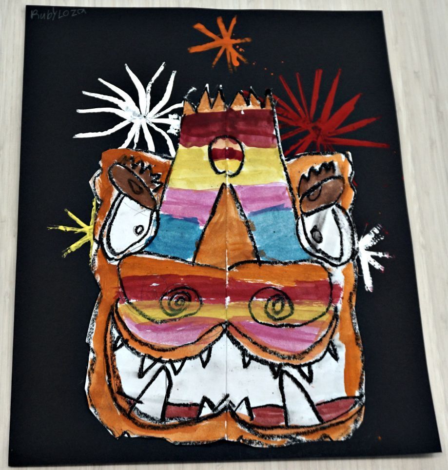 student drawing of dragon