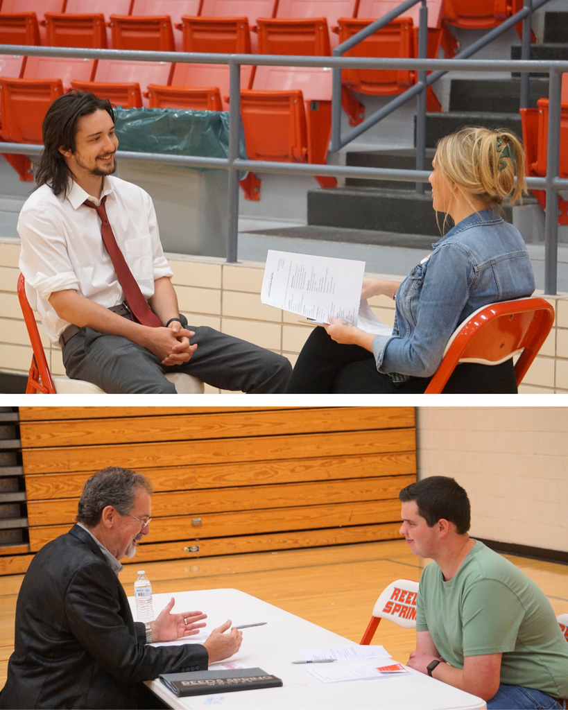 adults interview students
