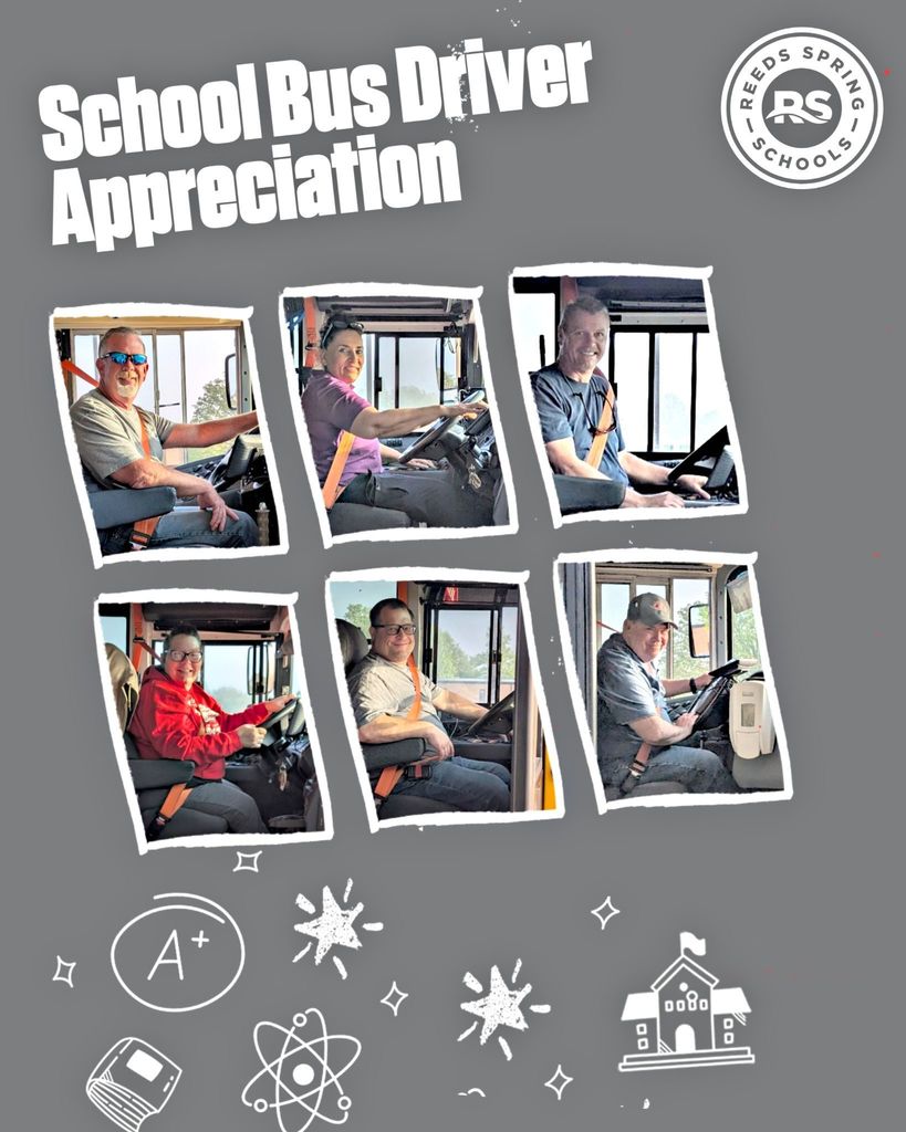 Six bus drivers are sitting behind their wheels