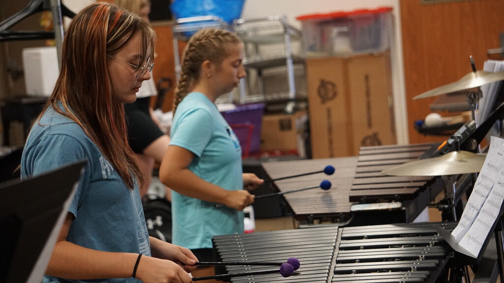 Reese and Amelia playing mallet instruments