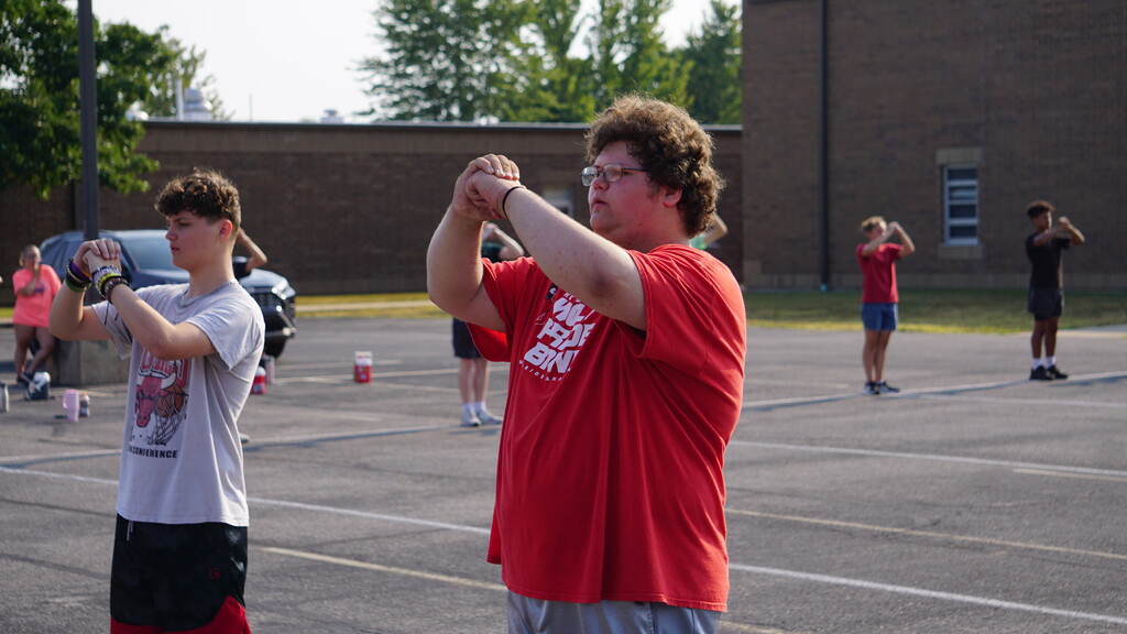 Band member marching