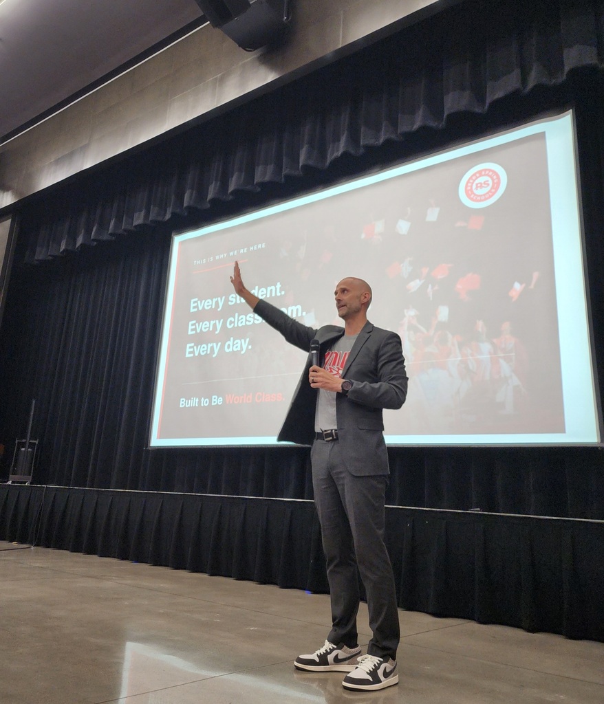 Dr. Hirschi addressing all staff