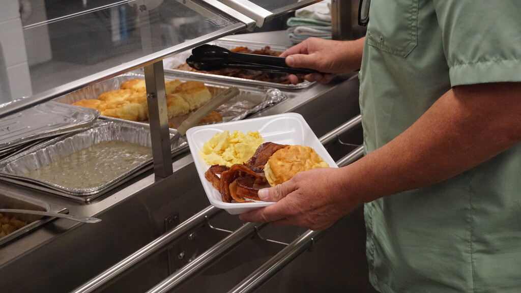 Tray full of breakfast foods