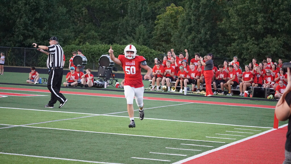 Isaiah H. celebrating on the field.