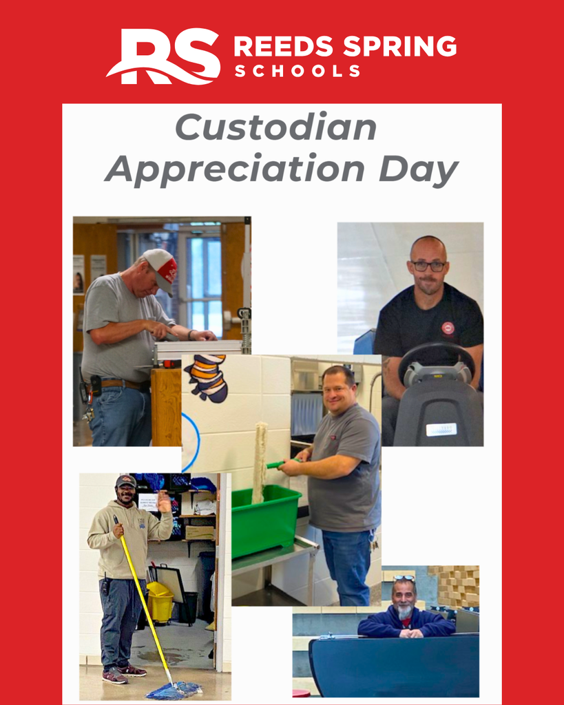 Collage of school custodians working.