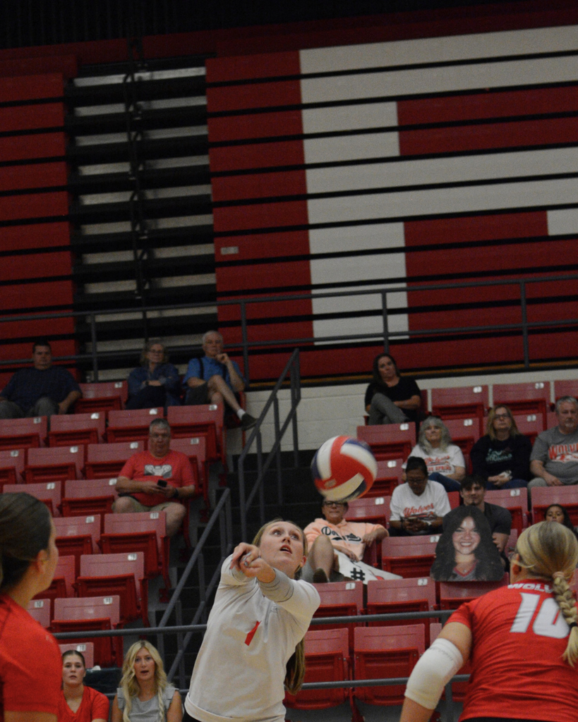 Macie bumping the volleyball