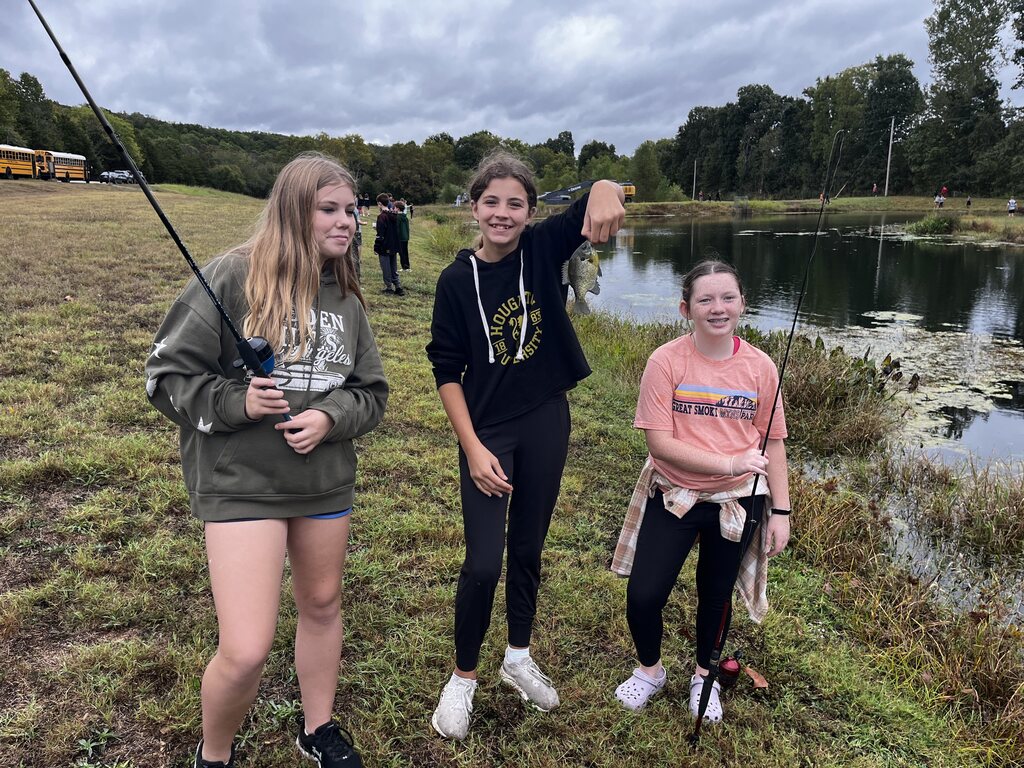 Two girls fishing