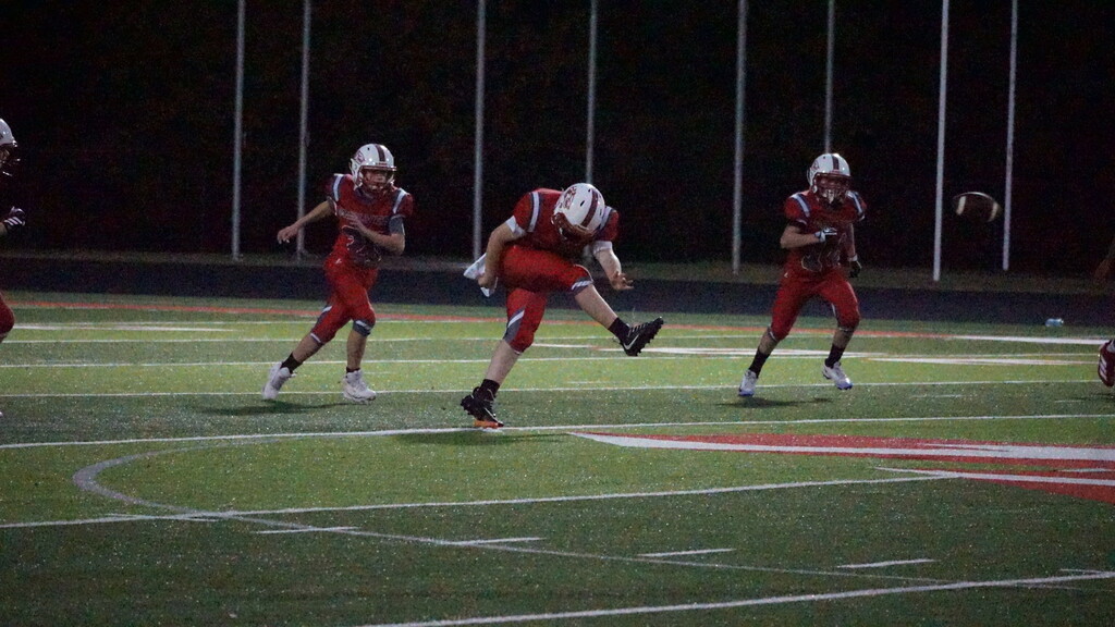 Kicker kicks off.
