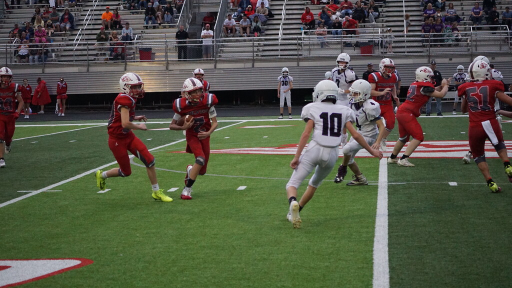 Running back carries the ball.