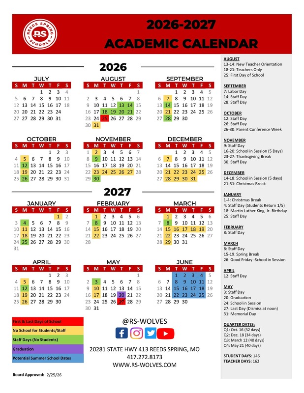 2026-2027 school year calendar