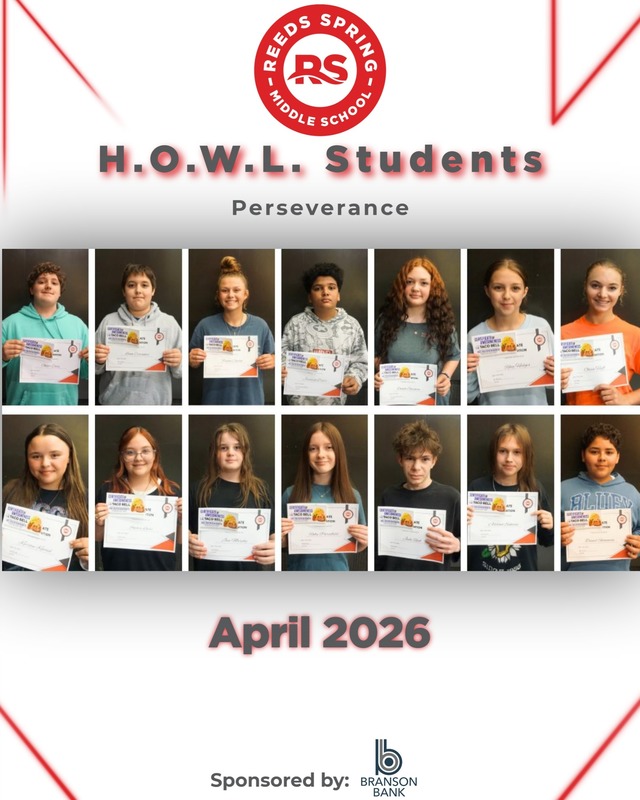 Top Row L to R - Oliver Cary, Liam Cervantes, Peyton Clopton, Jeramiah Davis, Delyla Guzman, Riley Hodges, Olyvia Huff Bottom Row L to R - Kiersten Kincaid, Sophia Lopez, Jace Murphy, Ruby Piercefield, Jude Reed, Adilena Sakaan, Daniel Shoopman