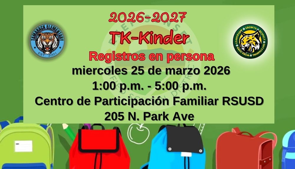 RSUSD Family Engagement Center TK-Kinder Registration banner
