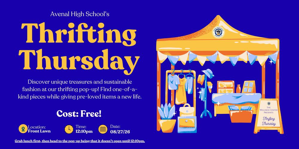 AHS Thrifting Thursday announcement flyer