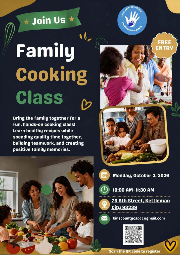 FEC Family Cooking Class flyer families cooking and tasting food