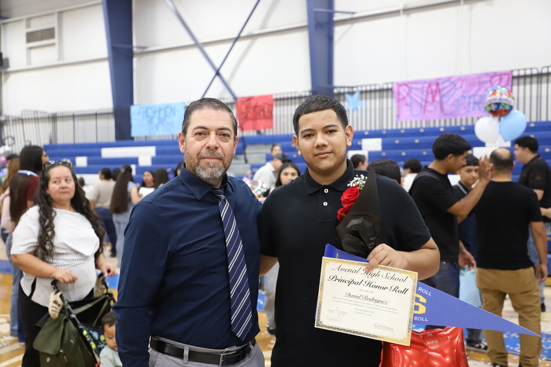 ahs honor roll recipient with superintendent