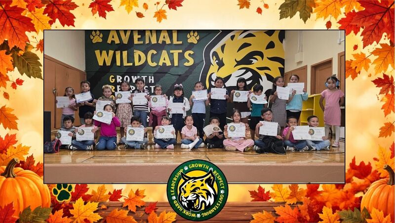 AES Student of the month recipients on stage