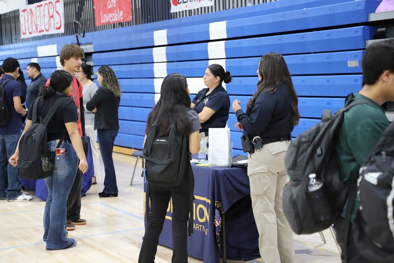 AHS Career Expo students and table leaders in the gym