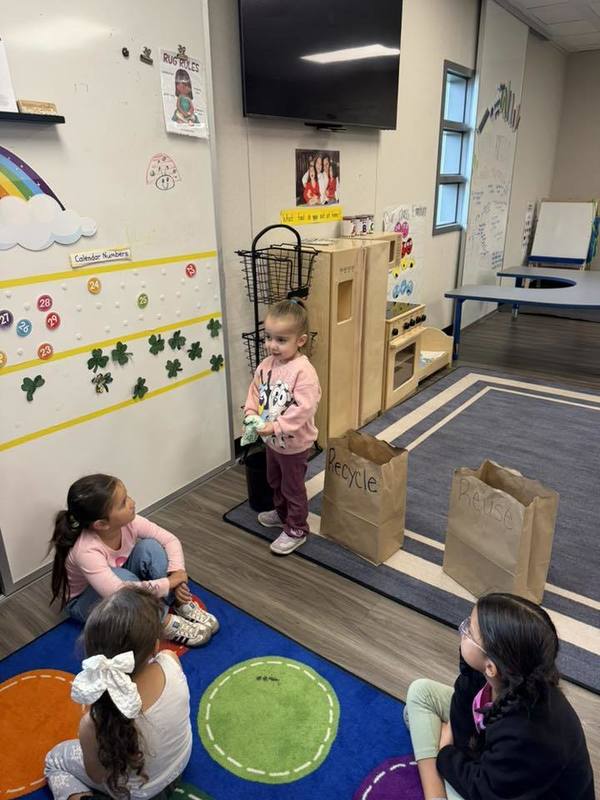 student learning recycling 