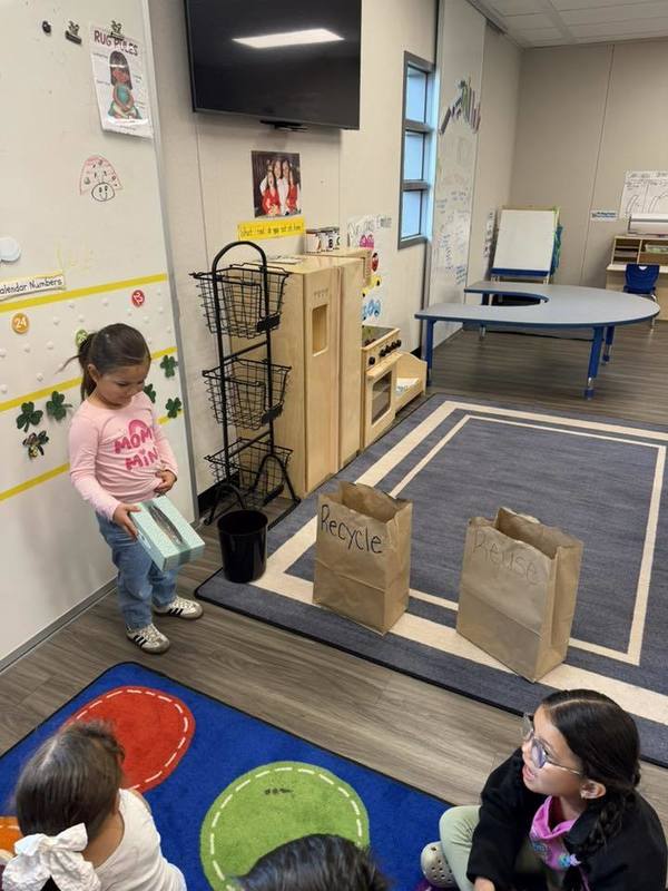 student learning recycling