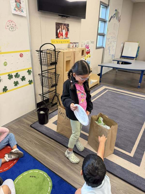 student learning recycling
