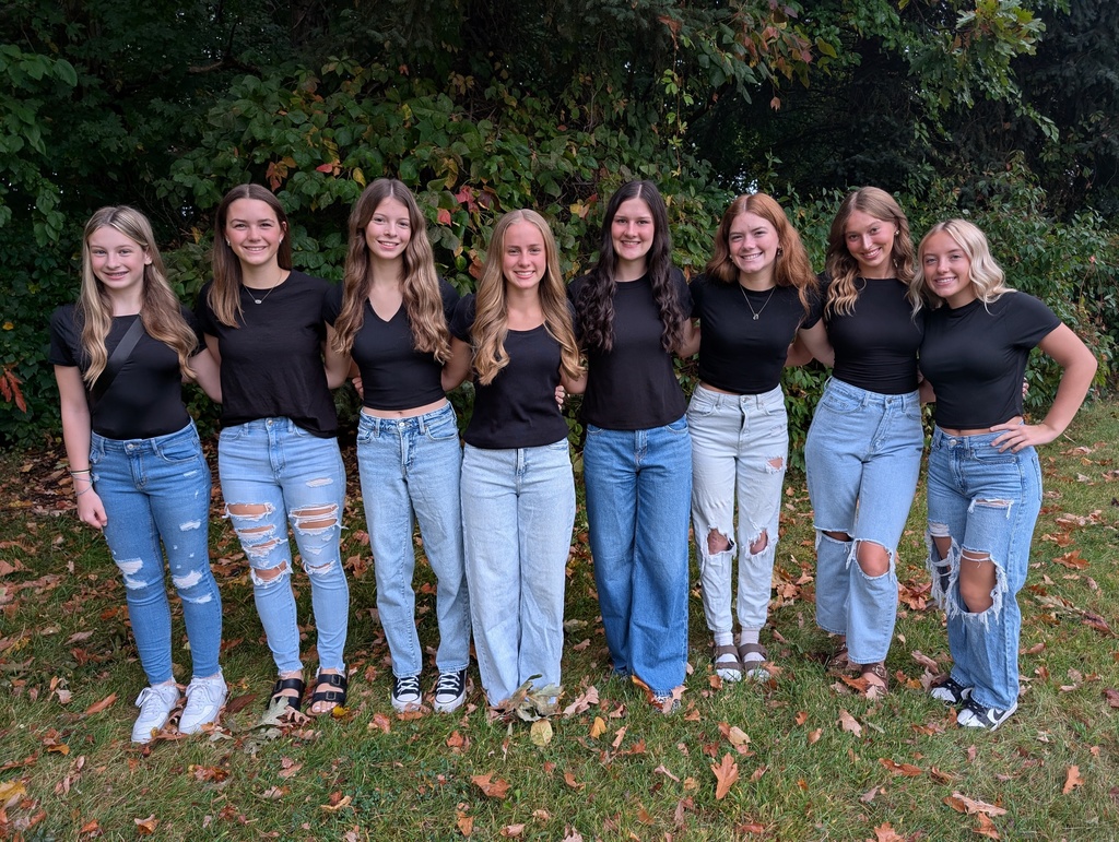 Freshman Mia Schultz, Sophomore Jesse Lynn Nowiski,  Junior Kylie Soper, and Seniors Emma Fisher, Braylee Rice, Brooklynn Spencer, Amalia Teddy, and Jaidyn Van Ochten