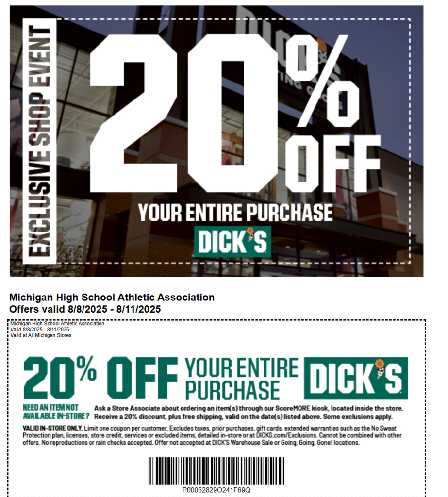 20% of Dick's Sporting Goods
