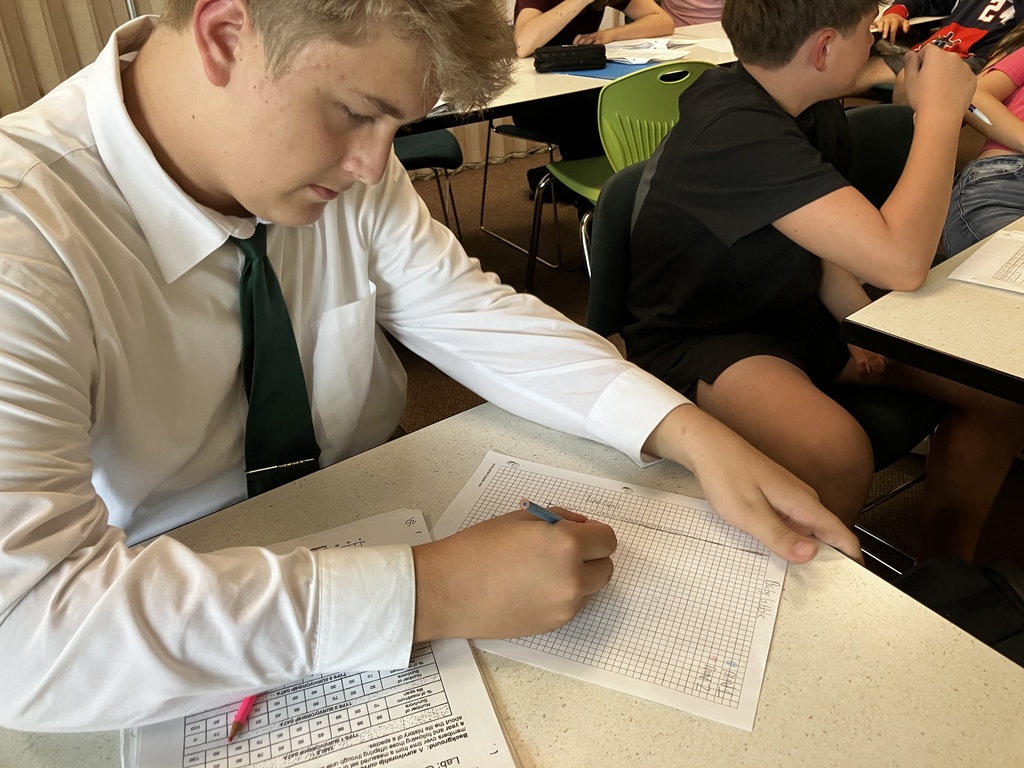 Student graphing results in class