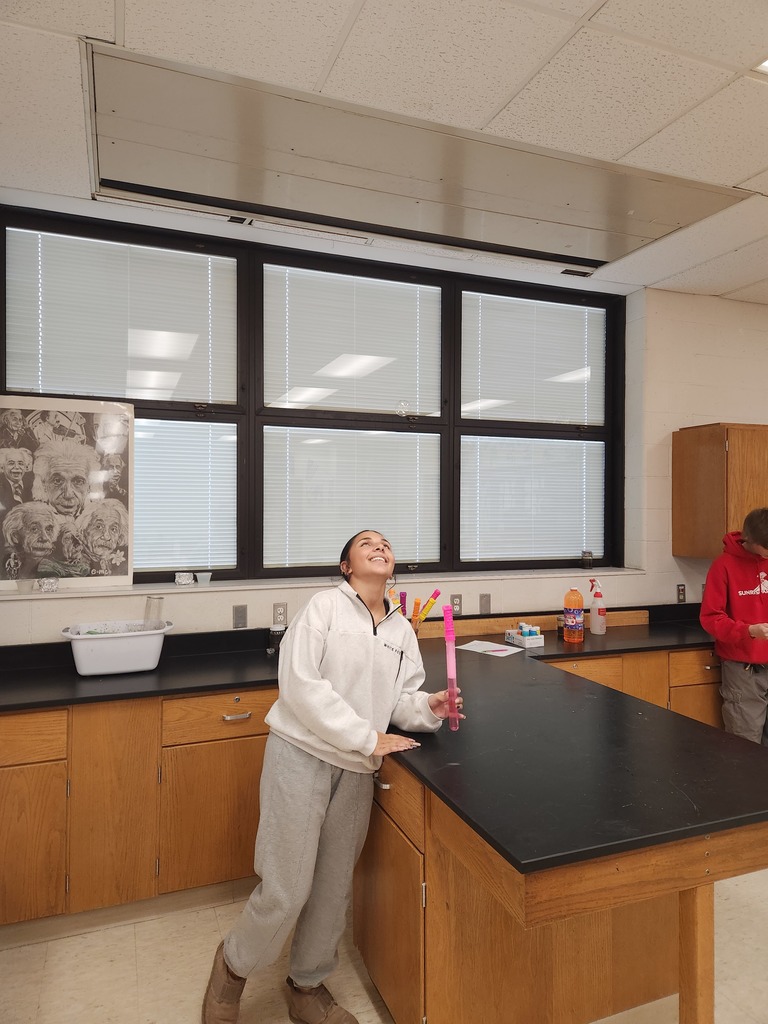 Students working in lab groups with bubbles. 